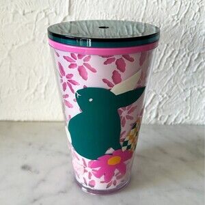 Starbucks Tumbler Easter Eggs Bunny Flowers Pink Green Cold Cup 16 oz 2023